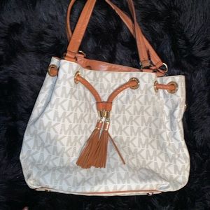 White and Tan Michael Kors Purse